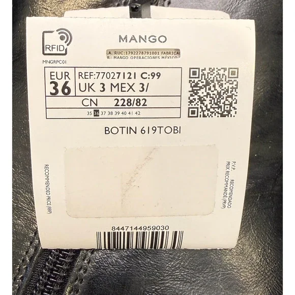 NEW MANGO MNG BLACK TOBI FAUX LEATHER KITTEN HEEL ANKLE BOOTS BOOTIE 36 US 6 - Picture 7 of 8